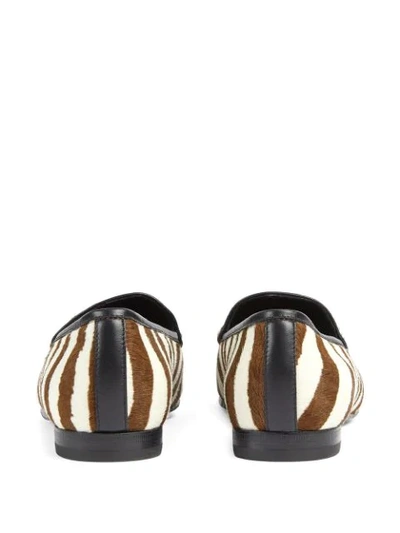 Shop Gucci Jordaan Zebra-print Loafers In Brown