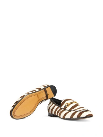 Shop Gucci Jordaan Zebra-print Loafers In Brown