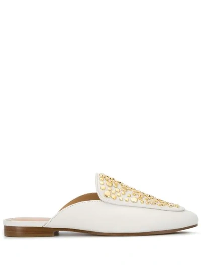 Shop Michael Michael Kors Farrow Studded Mules In White