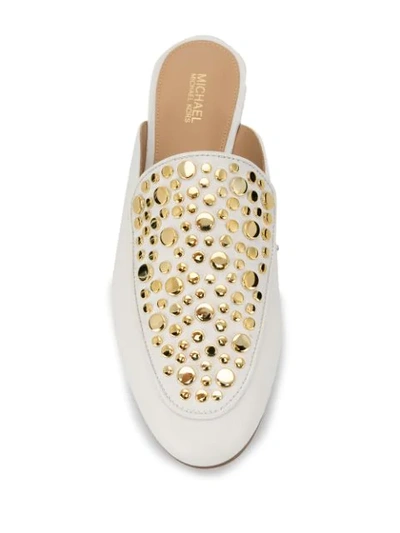 Shop Michael Michael Kors Farrow Studded Mules In White