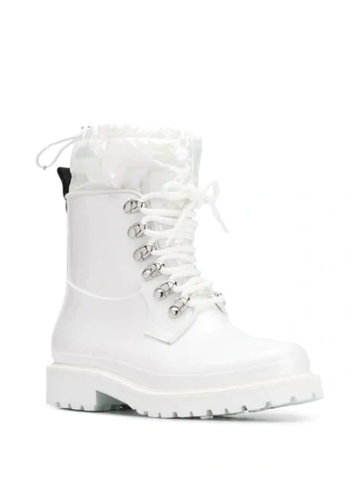 Shop Moncler Galaxite Lace-up Rain Boots In White