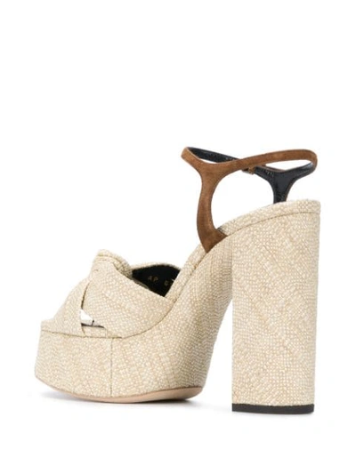 Shop Saint Laurent Knot Detail Platform Sandals In Neutrals