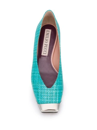 Shop Emilio Pucci Square-toe Ballerina Shoes In Blue