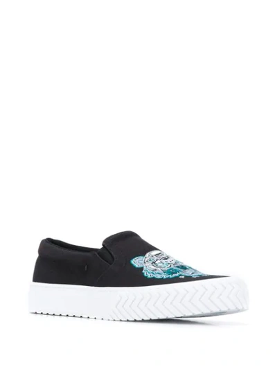 Shop Kenzo Tiger-embroidered Slip-on Trainers In Black