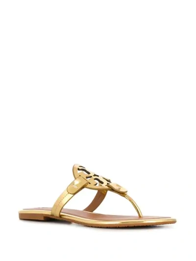 Shop Tory Burch Logo Sandals In Gold