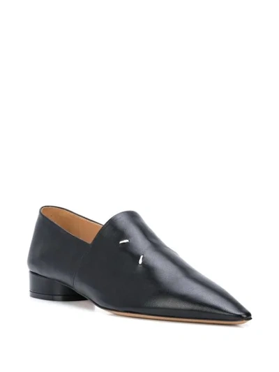 Shop Maison Margiela Pointed Leather Loafers In Black