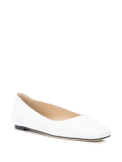 Shop Jimmy Choo Mirele Crocodile-effect Ballerina Shoes In White