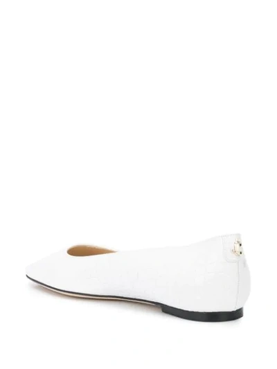 Shop Jimmy Choo Mirele Crocodile-effect Ballerina Shoes In White