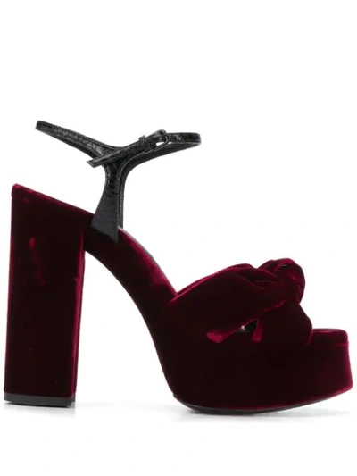 Shop Saint Laurent Bianca 85 Knotted Sandals In Red