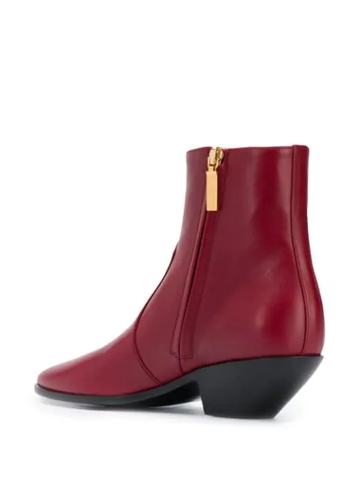 Shop Saint Laurent Lukas Leather Boots In Red