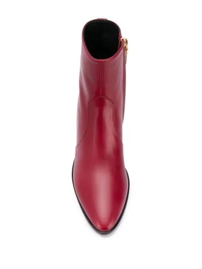 Shop Saint Laurent Lukas Leather Boots In Red