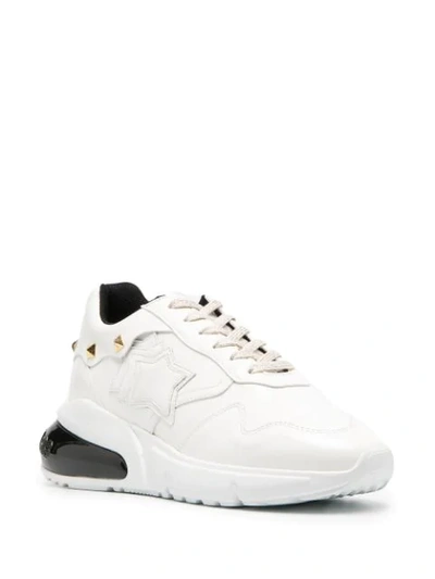 Shop Atlantic Stars Studded Leather Trainers In White