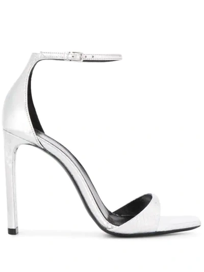 Shop Saint Laurent Amber 105mm Sandals In Silver