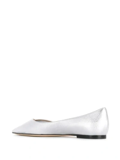 Shop Jimmy Choo Saia Mesh-panel Ballerina Shoes In Silver