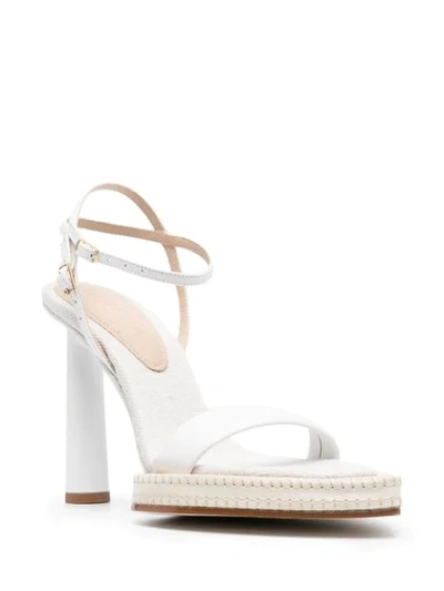 Shop Jacquemus Pointed-toe Leather Sandals In White