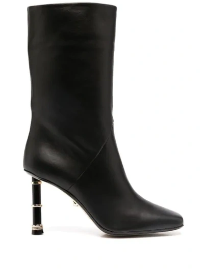 Shop Alevì Grace Embellished-heel Boots In Black