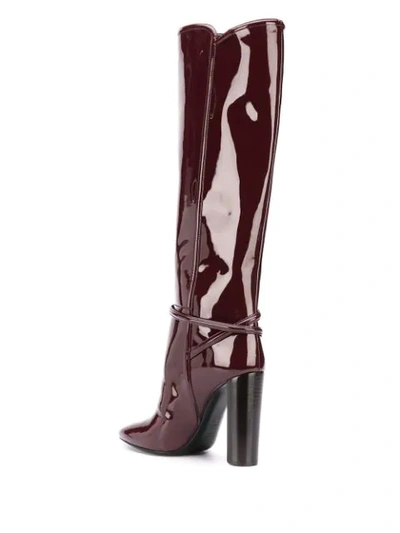 Saint Laurent Patent Pointed Toe Boot In Red