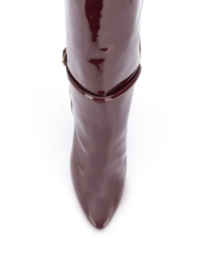 Saint Laurent Patent Pointed Toe Boot In Red