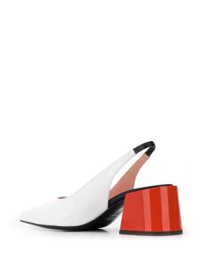 Shop Msgm Bi-colour Slingback Mid-heel Pumps In White