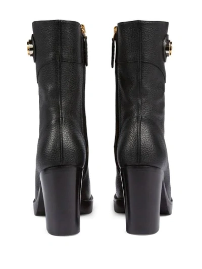 Shop Gucci Leather High Heel Ankle Boots In Black