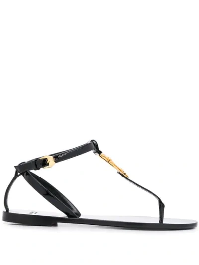 Shop Versace Virtus Flat Sandals In Black