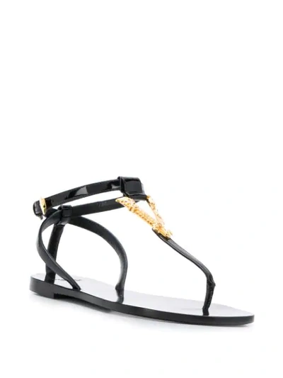 Shop Versace Virtus Flat Sandals In Black