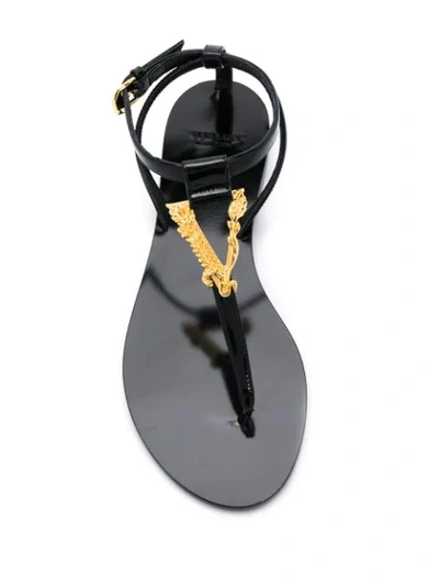 Shop Versace Virtus Flat Sandals In Black