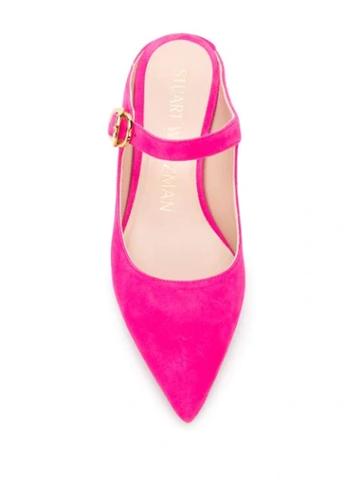 Stuart Weitzman Pointed Suede Mules In Pink