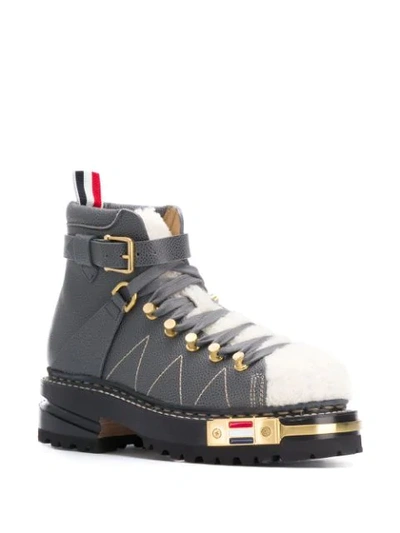 Shop Thom Browne Vitello Hiking Boots In Grey