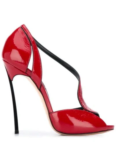 Shop Casadei 130mm Cut-out Sandals In Red