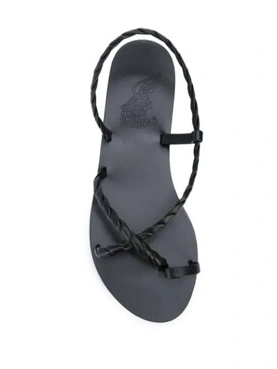 Shop Ancient Greek Sandals Woven Strap Sandals In Black
