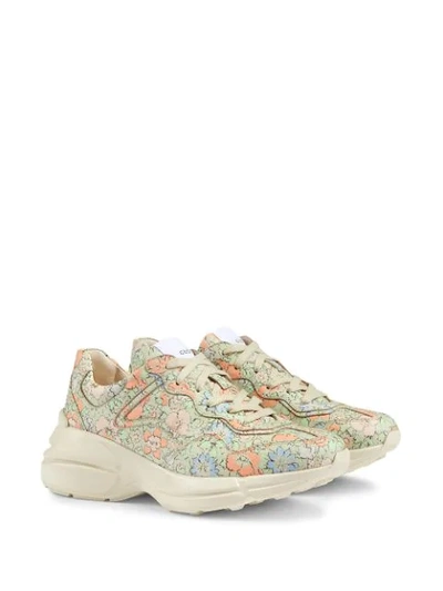 Shop Gucci Liberty-print Sneakers In Green