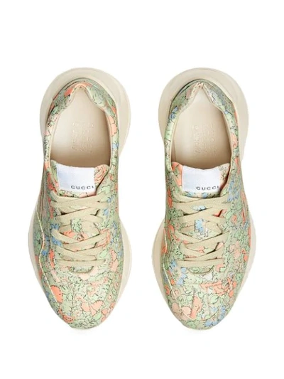 Shop Gucci Liberty-print Sneakers In Green