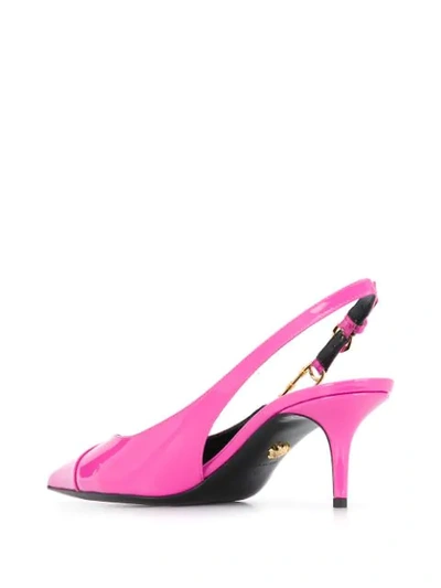 Shop Versace Pointed Safety-pin Kitten Heels In Pink