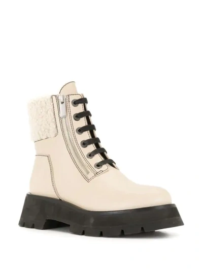 Shop 3.1 Phillip Lim / フィリップ リム Shearling-trimmed Leather Ankle Boots In Neutrals