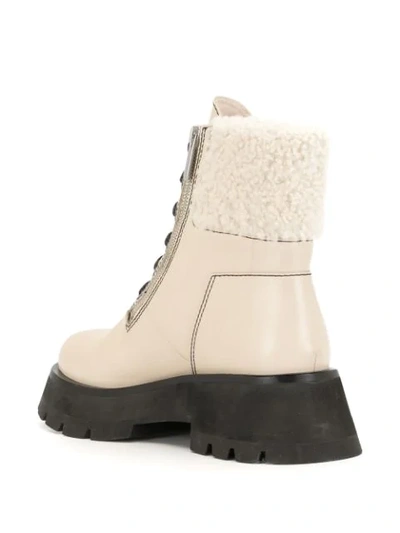 Shop 3.1 Phillip Lim / フィリップ リム Shearling-trimmed Leather Ankle Boots In Neutrals