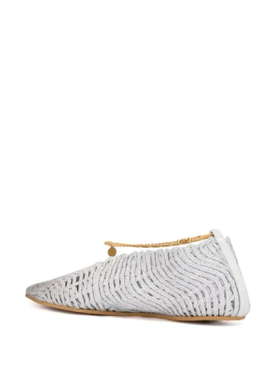Shop Stella Mccartney Glitter Pointed Toe Ballerina Shoes In Grey