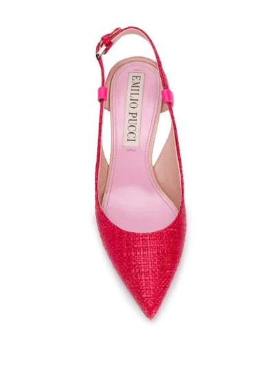 Shop Emilio Pucci Woven Slingback Pumps In Red
