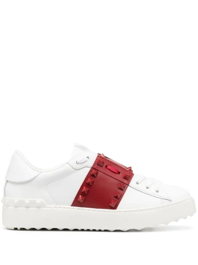 Shop Valentino Rockstud Untitled Sneakers In White