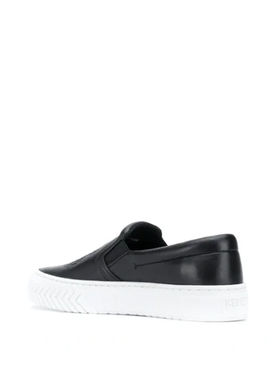 Shop Kenzo Tiger Logo Embroidered Slip-on Sneakers In Black