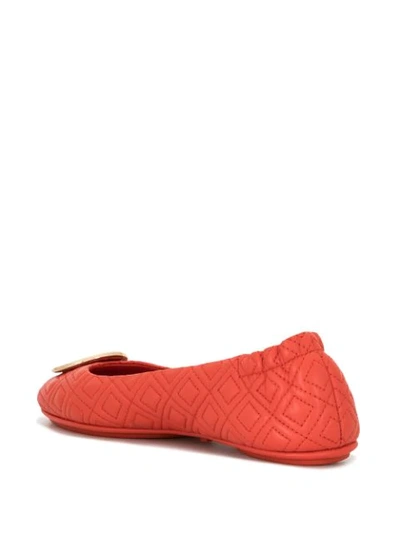 Shop Tory Burch Minnie Quilted Ballerinas In Orange