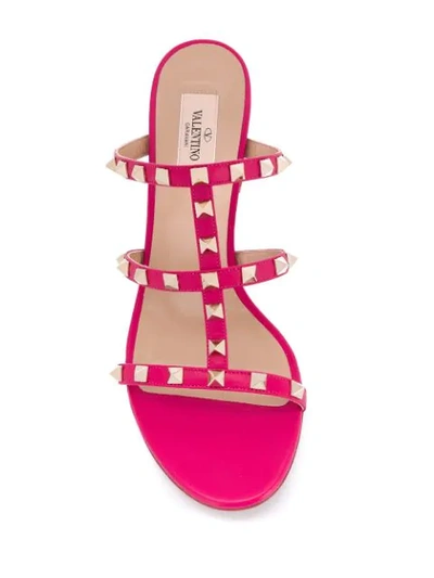 Shop Valentino Rockstud Mid-heel Sandals In Pink