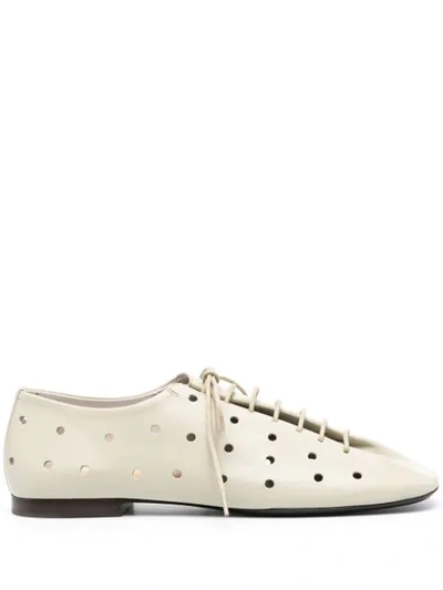 Shop Lemaire Perforated Lace-up Derby Shoes In Neutrals