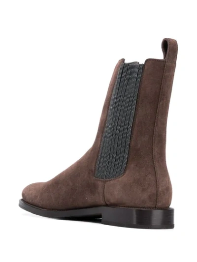 Shop Brunello Cucinelli Beaded-side Long Chelsea Boots In Brown