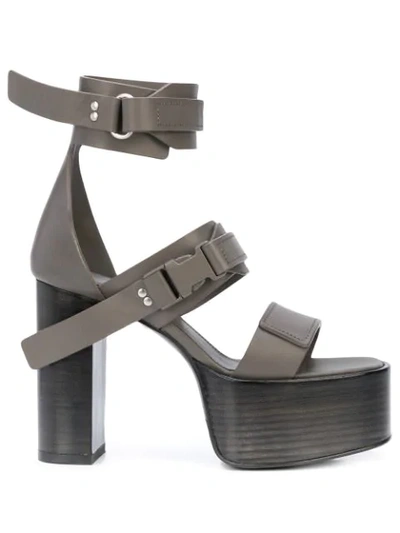 Shop Rick Owens Tecuatl Platform Sandals In Grey
