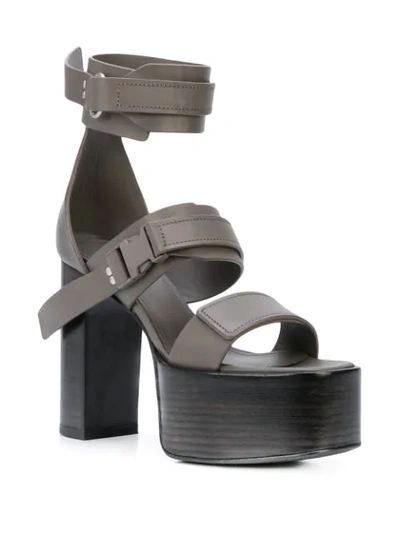 Shop Rick Owens Tecuatl Platform Sandals In Grey