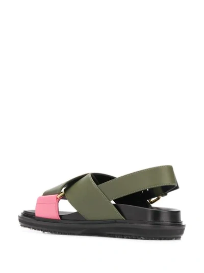 Shop Marni Flat Crossover-strap Sandals In Green