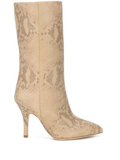 Shop Paris Texas Snake Embossed 105mm Boots In Neutrals