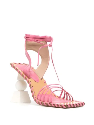 Shop Jacquemus Sculptural-heel Sandals In Pink
