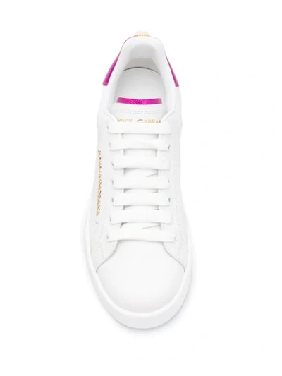 Shop Dolce & Gabbana Portofino Logo-tag Leather Sneakers In White